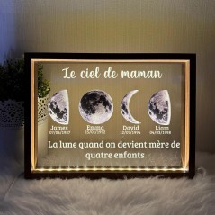 Cadre de lampe personnalisé avec phases de lune et prénoms d'enfants pour maman idées cadeaux pour la fête des mères