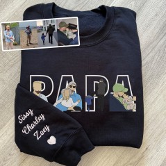 Personnalisé Papa brodé Photo Portrait sweat-shirt cadeaux pour papa grand-père fête des pères cadeau