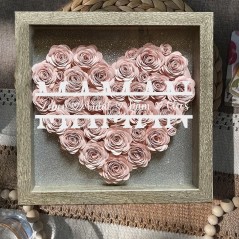 Boîte d'ombre à fleurs en papier personnalisée en forme de cœur, avec noms d'enfants, cadeau pour maman et grand-mère