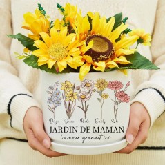 Pot de plante de fleur de naissance de jardin de maman personnalisé avec cadeau de nom d'enfants pour maman grand-mère