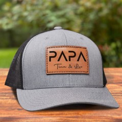 Chapeau Patch en cuir Papa personnalisé avec des noms d’enfants cadeau pour Papa nouveau cadeau Papa