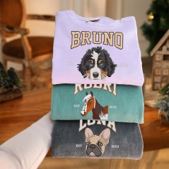 Sweat-shirt à capuche personnalisé avec portrait de chien brodé, cadeau souvenir pour les amoureux des animaux