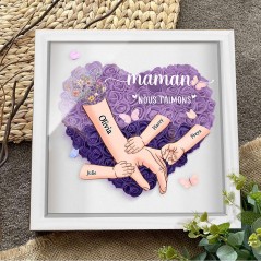 Maman nous t'aimons main dans la main boîte à fleurs cadeaux personnalisés pour maman cadeaux uniques pour la fête des mères
