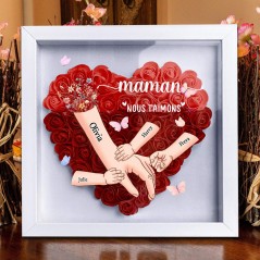 Maman nous t'aimons main dans la main boîte à fleurs cadeaux personnalisés pour maman cadeaux uniques pour la fête des mères