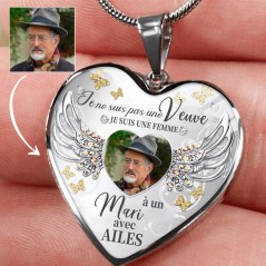 Collier photo commémoratif personnalisé en forme de cœur Collier personnalisé pour perte de mari Cadeau commémoratif