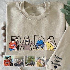 Personnalisé Papa brodé Photo Portrait sweat-shirt cadeaux pour papa grand-père fête des pères cadeau