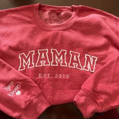 Sweat à capuche brodé personnalisé pour maman Cadeau unique pour maman Grand-mère Idées cadeaux pour la fête des mères