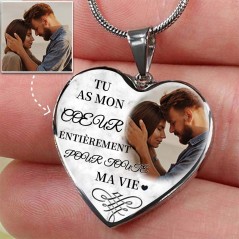 Tu as tout mon cœur pour toute ma vie Collier photo commémoratif personnalisé Idées cadeaux souvenirs