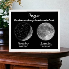 Maman, Nous t'Aimons Plus que Toutes les étoiles dans le Ciel Cadre Personnalisé avec Carte du Ciel et Phases Lunaires pour Maman Cadeaux de Noël Uniques