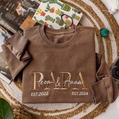 Sweat-shirt à capuche brodé personnalisé Papa avec date Cadeaux spéciaux pour la fête des pères