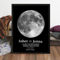 Panneau photo en bois personnalisé avec phases de lune, cadeau unique pour couple, cadeau d'anniversaire pour elle