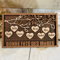 Cadre personnalisé en forme de cœur suspendu pour famille, cadeau de nouvelle maman, cadeau personnalisé pour maman, grand-mère