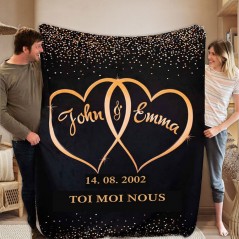 Couverture de couple personnalisée avec nom et date Cadeau pour couples Cadeaux d'anniversaire Cadeau de Noël