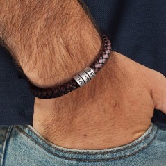 Bracelet en cuir perlé personnalisé pour homme avec noms d'enfants pour lui, cadeau pour papa, cadeau de fête des pères