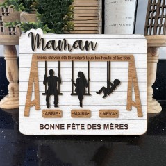 Panneau de balançoire en bois personnalisé avec noms, cadeaux pour maman grand-mère