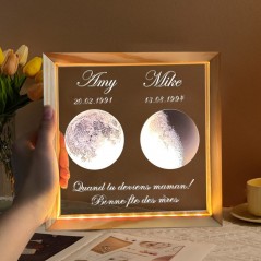 Lampe photo personnalisée avec phases de lune et date Idées cadeaux pour maman, fête des mères