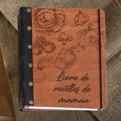 Carnet de recettes avec reliure en cuir, classeur vierge, cadeaux personnalisés pour maman et grand-mère, idées cadeaux de Noël