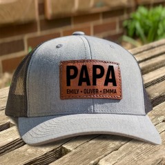 Chapeau Patch en cuir Papa personnalisé avec des noms d’enfants cadeau pour Papa nouveau cadeau Papa