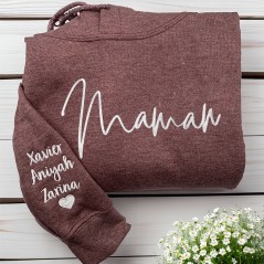 Sweat à capuche brodé personnalisé pour maman, cadeau pour maman, grand-mère, idées cadeaux pour la fête des mères