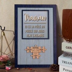 Maman personnalisée, vous êtes les pièces qui nous tiennent ensemble, pièces de puzzle en bois, signe de cadre pour maman