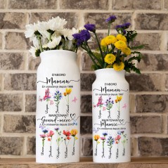 Personnalisé première maman maintenant grand-mère naissance Vase de fleurs cadeau fête des mères