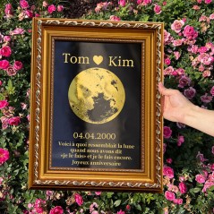 Cadre de phases de lune personnalisé par date pour cadeau d'anniversaire de couple pour femme mari cadeaux de Noël