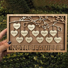 Panneau d'arbre généalogique personnalisé avec noms gravés, cadeau pour maman grand-mère