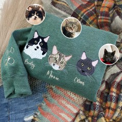 Sweat-shirt brodé personnalisé pour chat de compagnie cadeau pour les amoureux des chats cadeaux de Noël