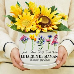 Pot de fleurs d'extérieur personnalisé pour maman, jardin de naissance, avec noms d'enfants, idées cadeaux pour la fête des mères