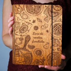 Livre de recettes familial personnalisé en bois idées cadeaux pour maman grand-mère