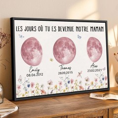 Les jours où tu es devenue notre maman Cadre de phases de lune personnalisé pour maman Cadeau de fête des mères
