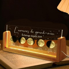 Veilleuse personnalisée avec phases de lune et date, cadeau pour grand-mère, maman, fête des mères