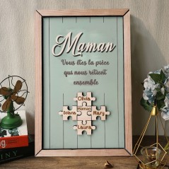 Maman personnalisée, vous êtes les pièces qui nous unissent ensemble, pièces de puzzle, signe de nom, cadeaux souvenirs pour maman