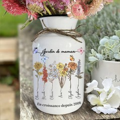 Vase de fleurs de naissance de jardin de maman personnalisé avec des enfants noms cadeaux pour maman grand-mère