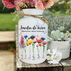 Vase de fleurs de naissance de jardin de maman personnalisé avec les petits-enfants noms cadeau de fête des mères