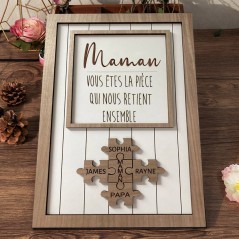 Signe en bois personnalisé de Puzzle de maman avec les noms des enfants fête des mères idées cadeaux