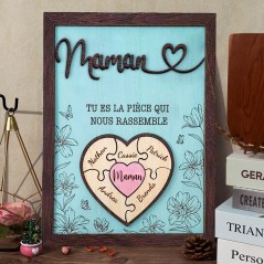 Cadre de puzzle en bois personnalisé pour maman, cadeau souvenir pour maman, cadeau de fête des mères