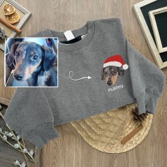 Sweat-shirt de Noël personnalisé pour animaux de compagnie avec photo brodée cadeau de Noël pour les propriétaires de chiens