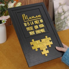 Maman, tu es la pièce du puzzle qui nous tient ensemble, panneau de puzzle en bois personnalisé pour maman cadeau de fête des mères