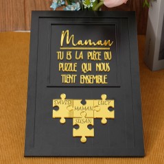 Maman, tu es la pièce du puzzle qui nous tient ensemble, panneau de puzzle en bois personnalisé pour maman cadeau de fête des mères