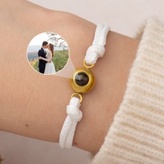Bracelet de projection photo en corde personnalisé, cadeaux d'anniversaire uniques pour mari et femme