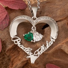 Collier avec pierre de naissance personnalisé en forme de cœur, cadeau d'anniversaire pour elle, idées cadeaux pour couple