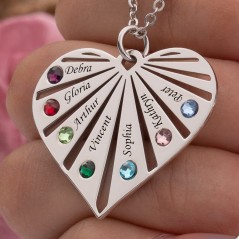 Collier personnalisé en forme de cœur avec pierres de naissance Idées cadeaux pour la fête des mères