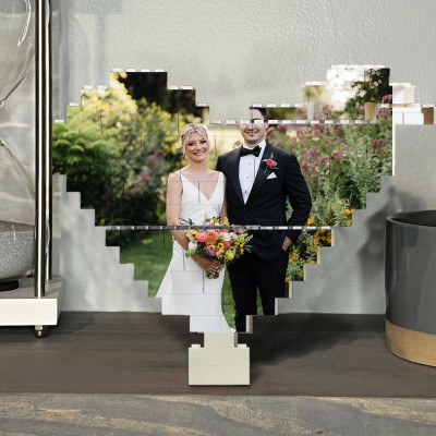 Puzzle de Construction en Briques Photo Cœur Personnalisé Cadeau Unique d'Anniversaire de Mariage Cadeau de Saint-Valentin pour Couples