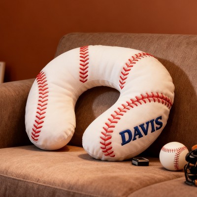 Coussin de baseball personnalisé en forme de U avec nom, cadeau de Noël pour les passionnés de baseball