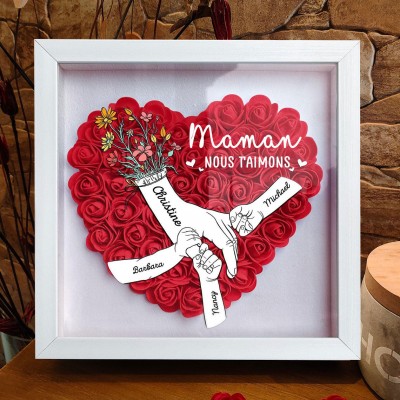 Maman nous t'aimons main dans la main boîte à fleurs cadeaux personnalisés pour maman cadeaux uniques pour la fête des mères