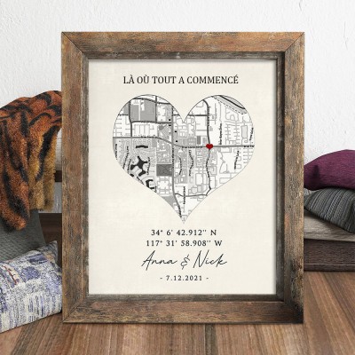 Impression Carte « Là Où Tout A Commencé » Sur Mesure Carte Souvenir Premier Rendez-vous Cadeaux Uniques pour Saint-Valentin