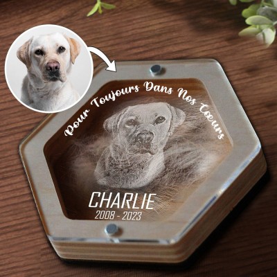 Boîte Commémorative à Poils d'Animal Personnalisée avec Photo Cadeau de Condoléances Unique Cadeau-Souvenir pour Amateur d'Animaux