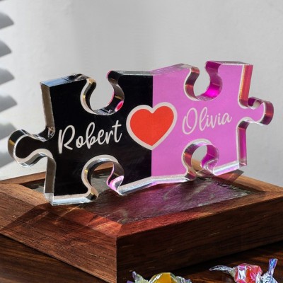 Plaque Puzzle Acrylique Personnalisée Cadeau-Souvenir pour Couples Cadeau d'Anniversaire pour Elle Cadeau de Saint-Valentin Unique