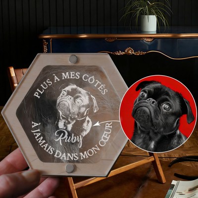 Boîte Commémorative Gravée à Poils d'Animal Pour Amateurs d'Animaux Cadeau Portrait de Chien Personnalisé